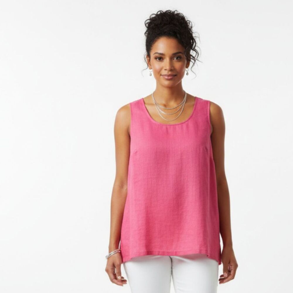 Linen Blend Bloomingdale’s Pink Sleeveless Tank Top 24 24W